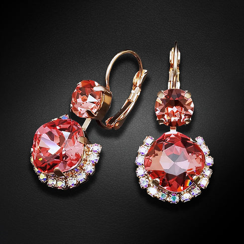 Auskarai "Klaris VI (Rožinė Persikas)" su Swarovski™ kristalais